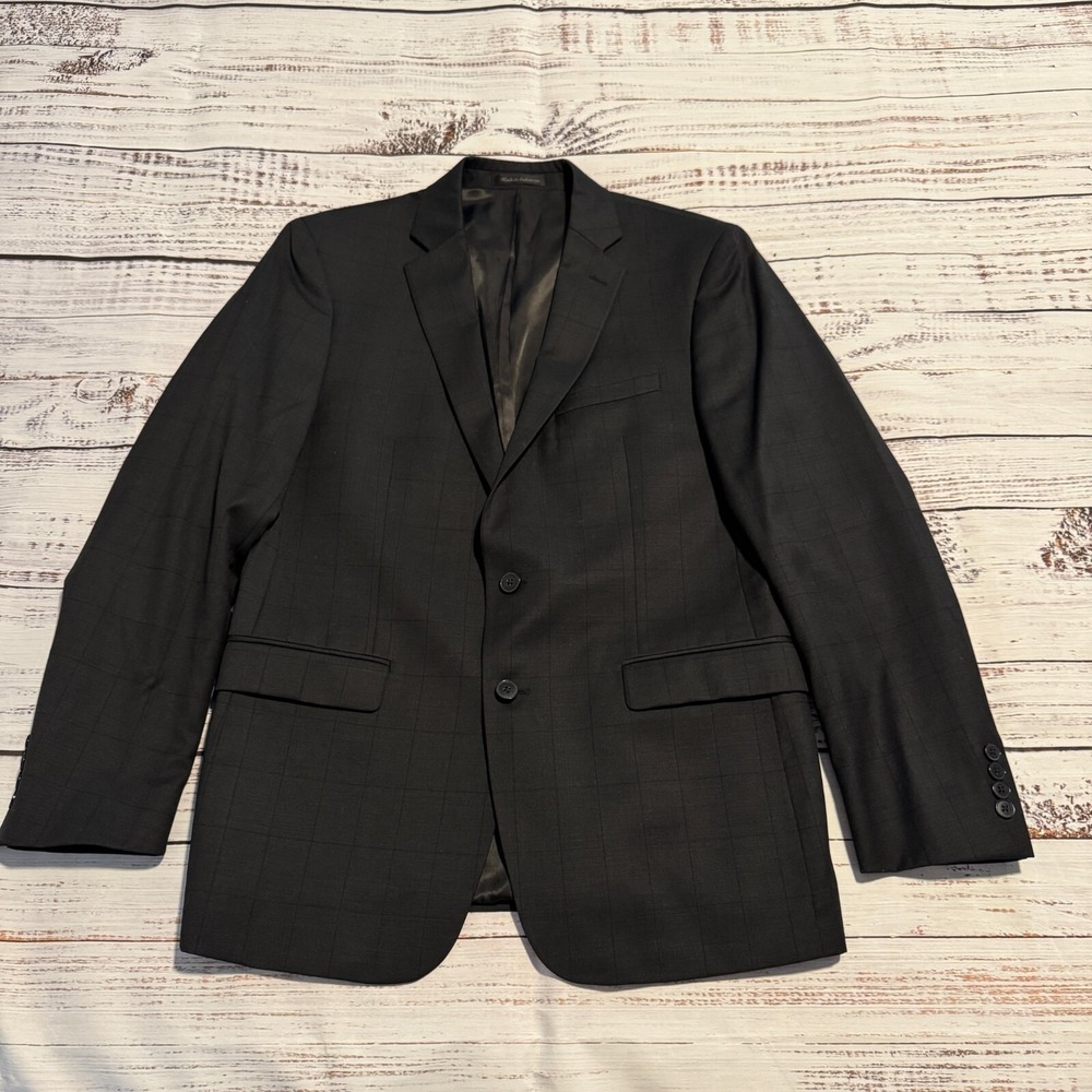 Calvin Klein Extreme Slim Fit Sport Coat Checkered Black 100% Wool Men's Size 42